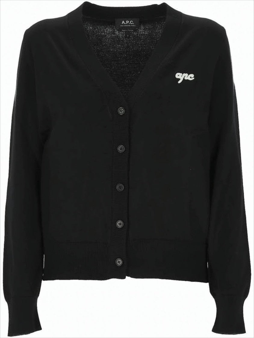A.P.C. Cropped Cotton Cardigan With V-Neckline