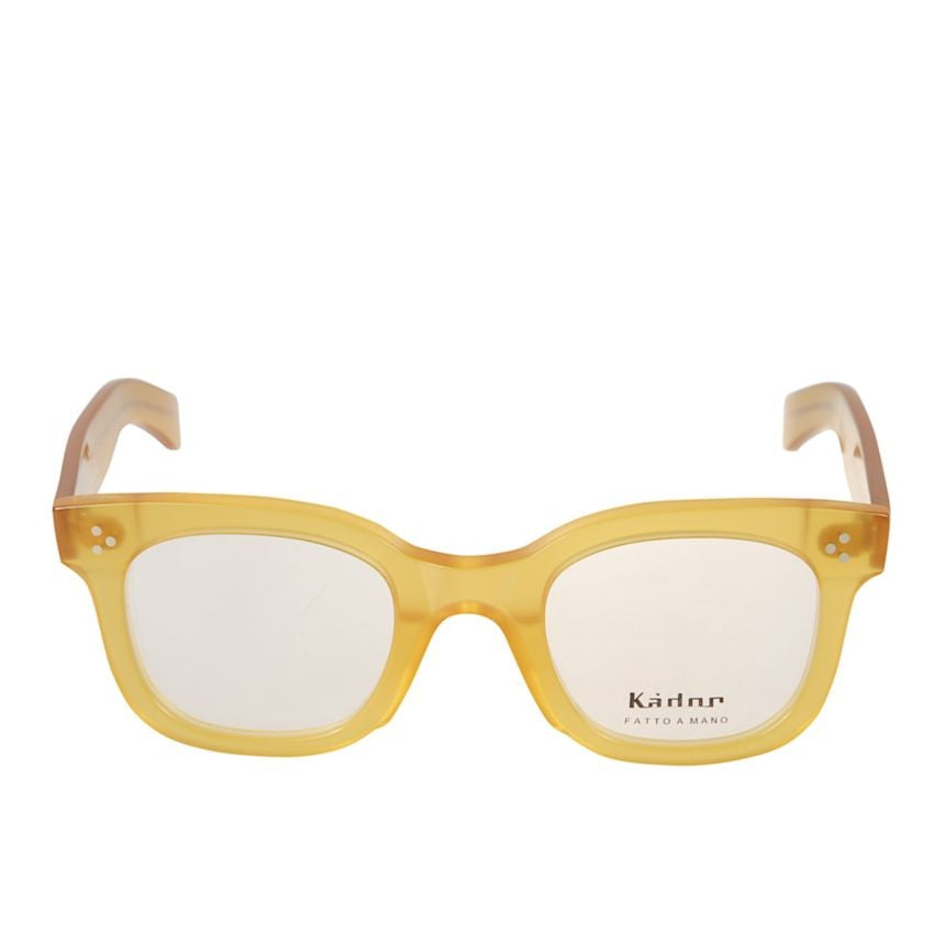 Kador Heritage Translucent Amber-Yellow Acetate Square Frame Eyeglasses