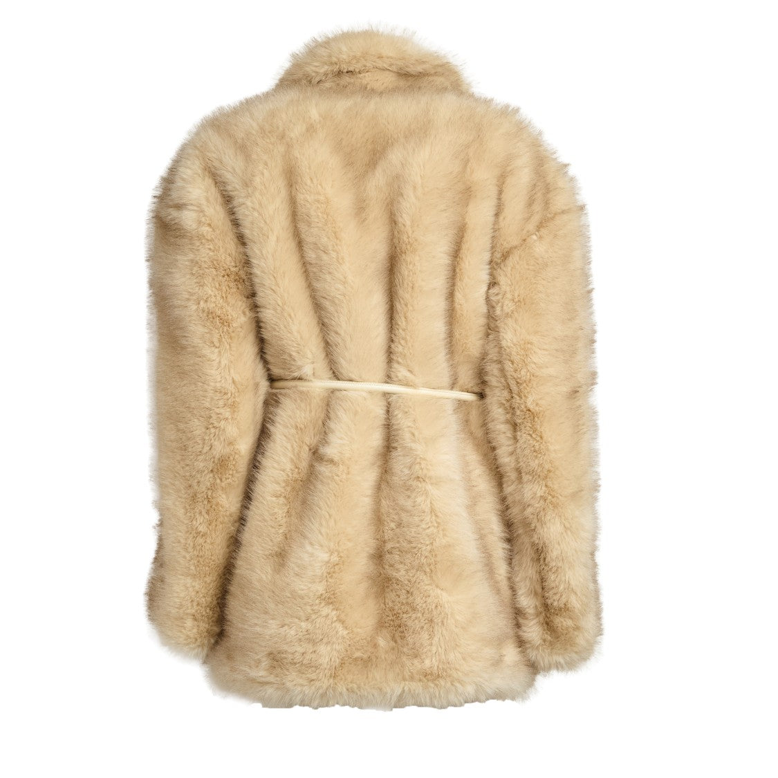 Sportmax Furry-Effect Giaccone With Wide Lapel And Tubular Belt