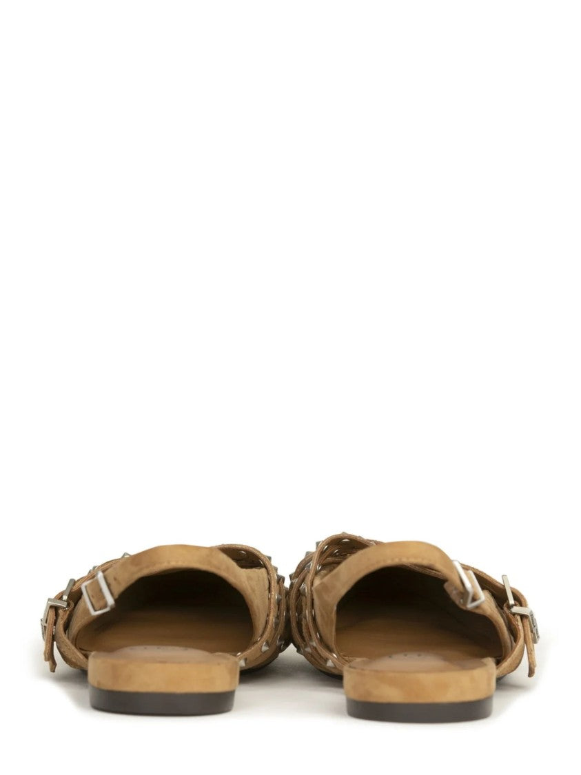 Ash Bianca Suede Double Buckle Flats