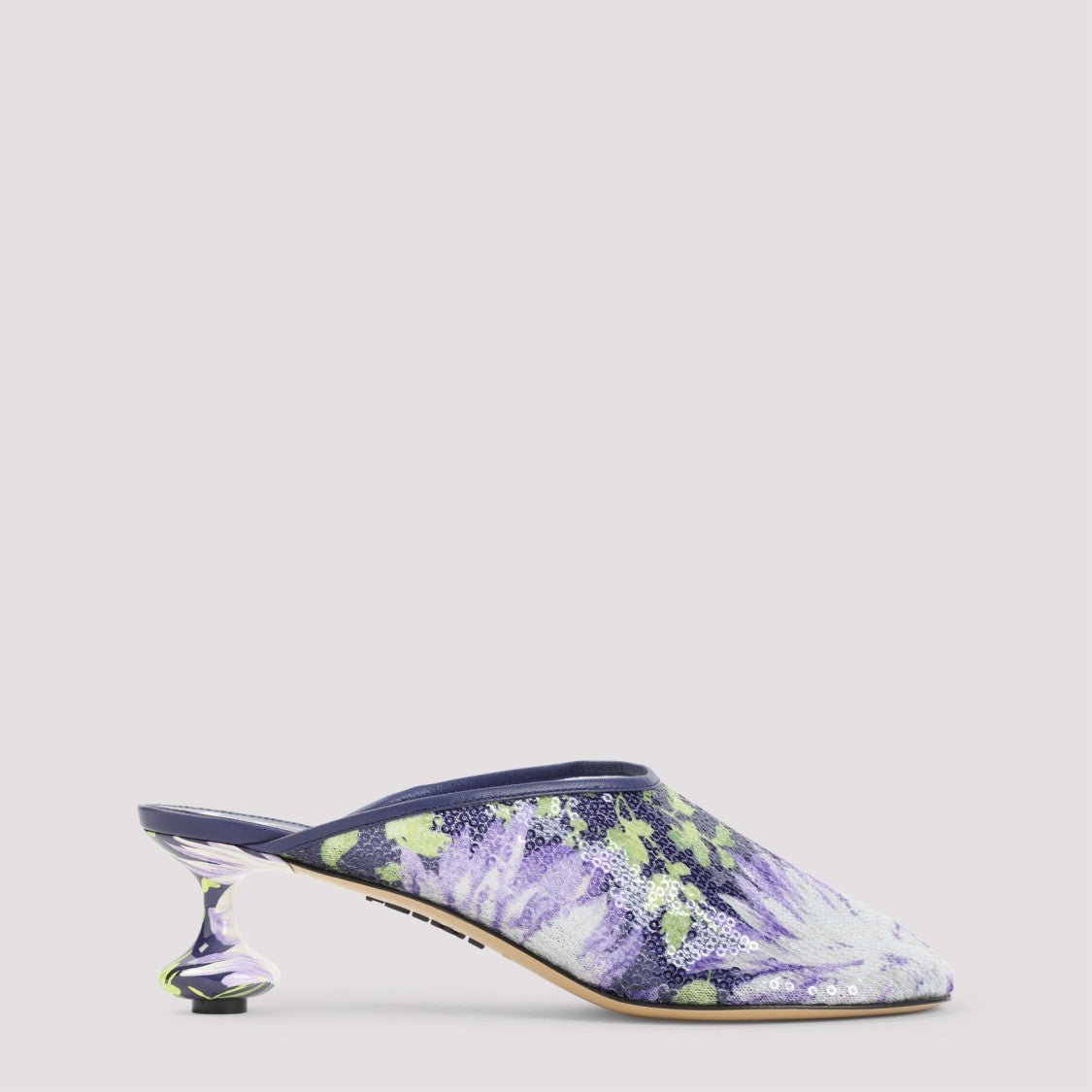Loewe Toy 45 Sequins Navy And Lilac Polyester Mules