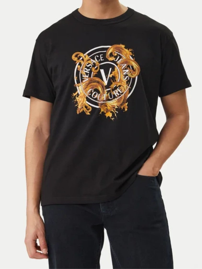 Versace Jeans Couture Black Gold Baroque Print T-Shirt