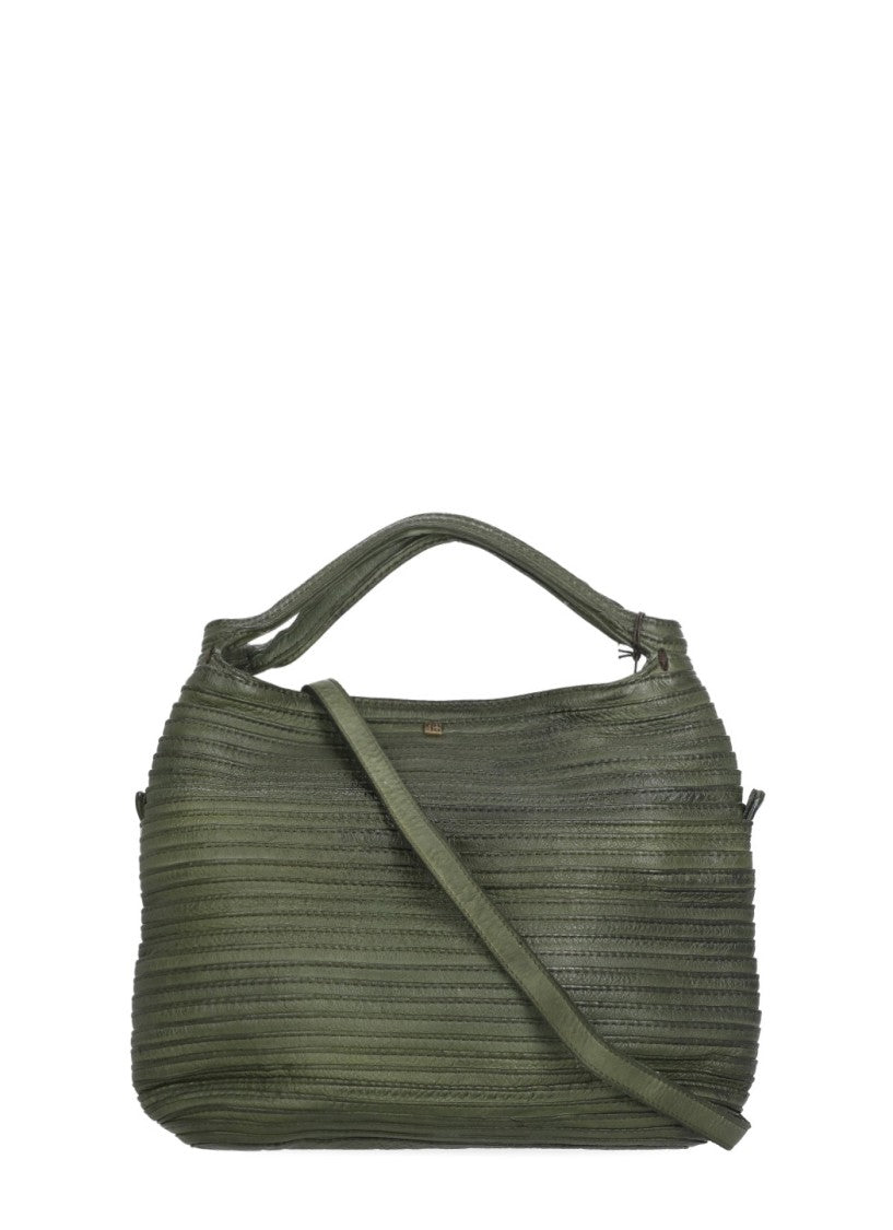 Majo Textured Green Leather Shoulder Bag With Magnetic Closure