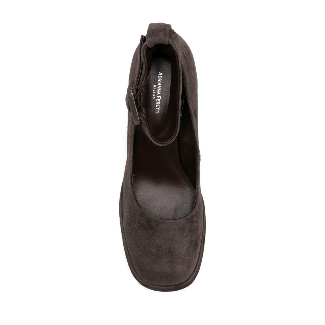 Adrianna Feretti Brown Ankle Strap Chunky Heel Suede Pumps