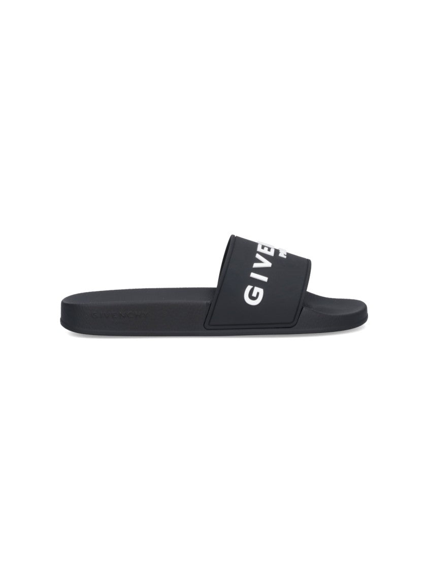 Givenchy "Paris" Flat Sandals – Black