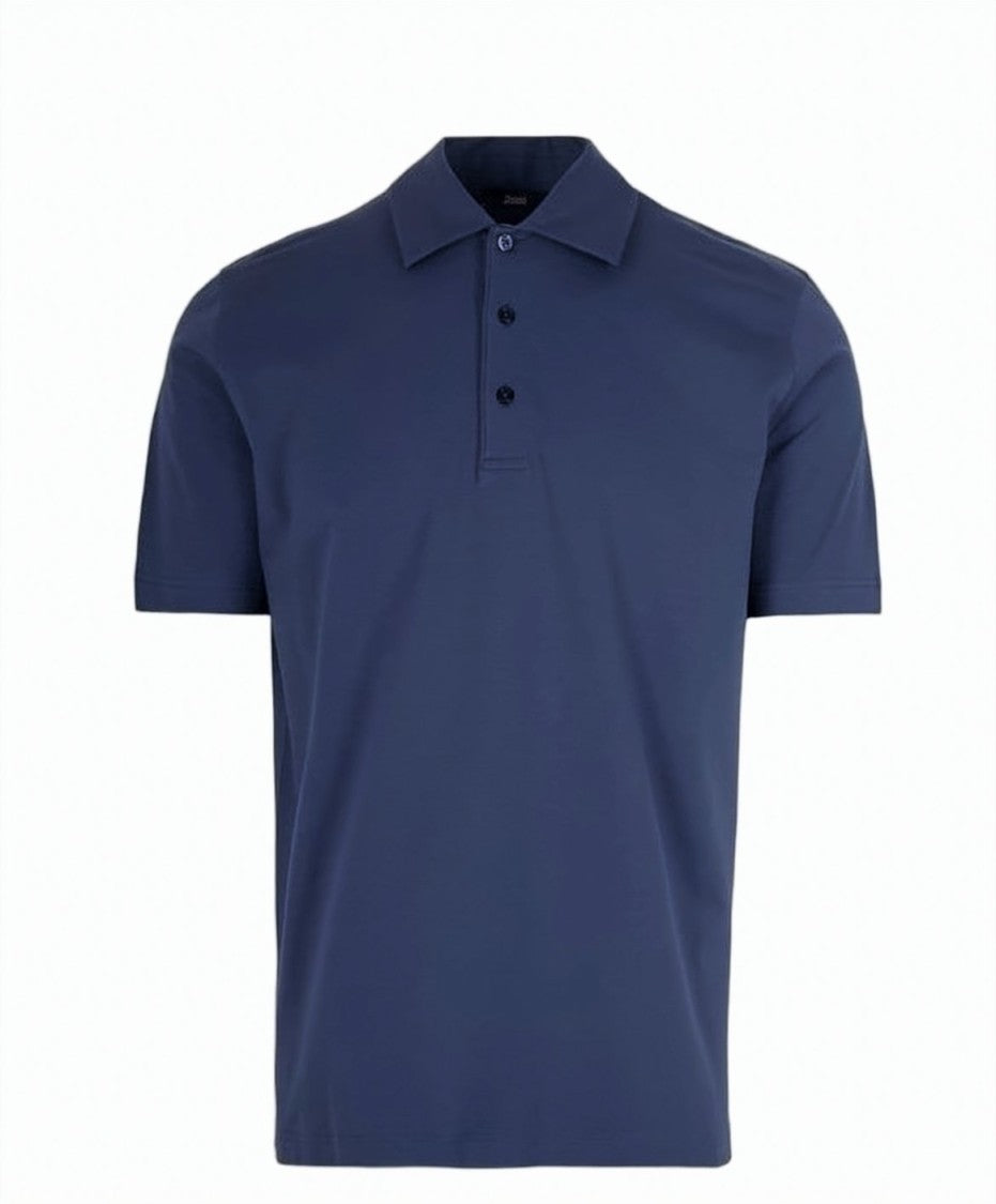 Herno Blue Cotton Solid Color Polo Shirt