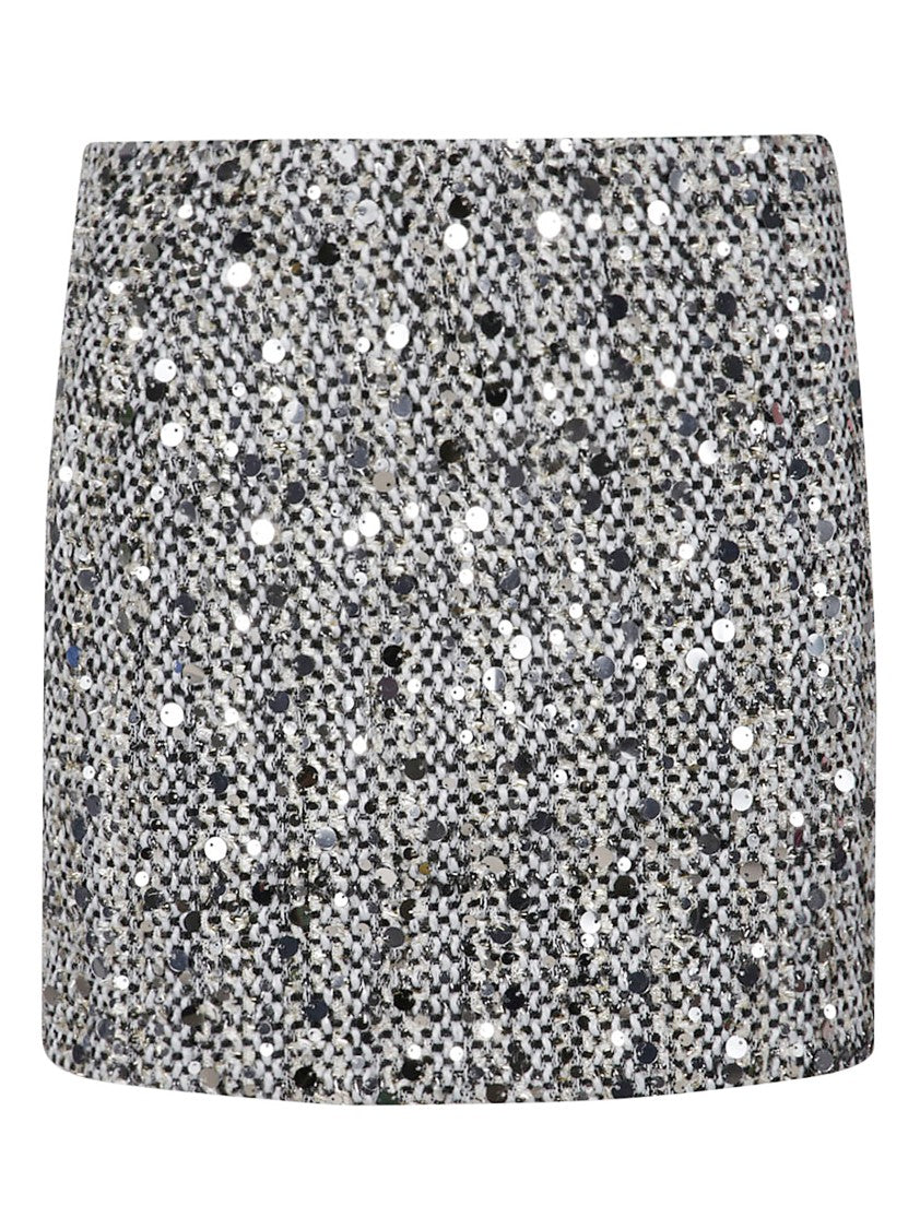 Ermanno Firenze High-Waisted Grey Tweed Miniskirt With Trapezoid Silhouette