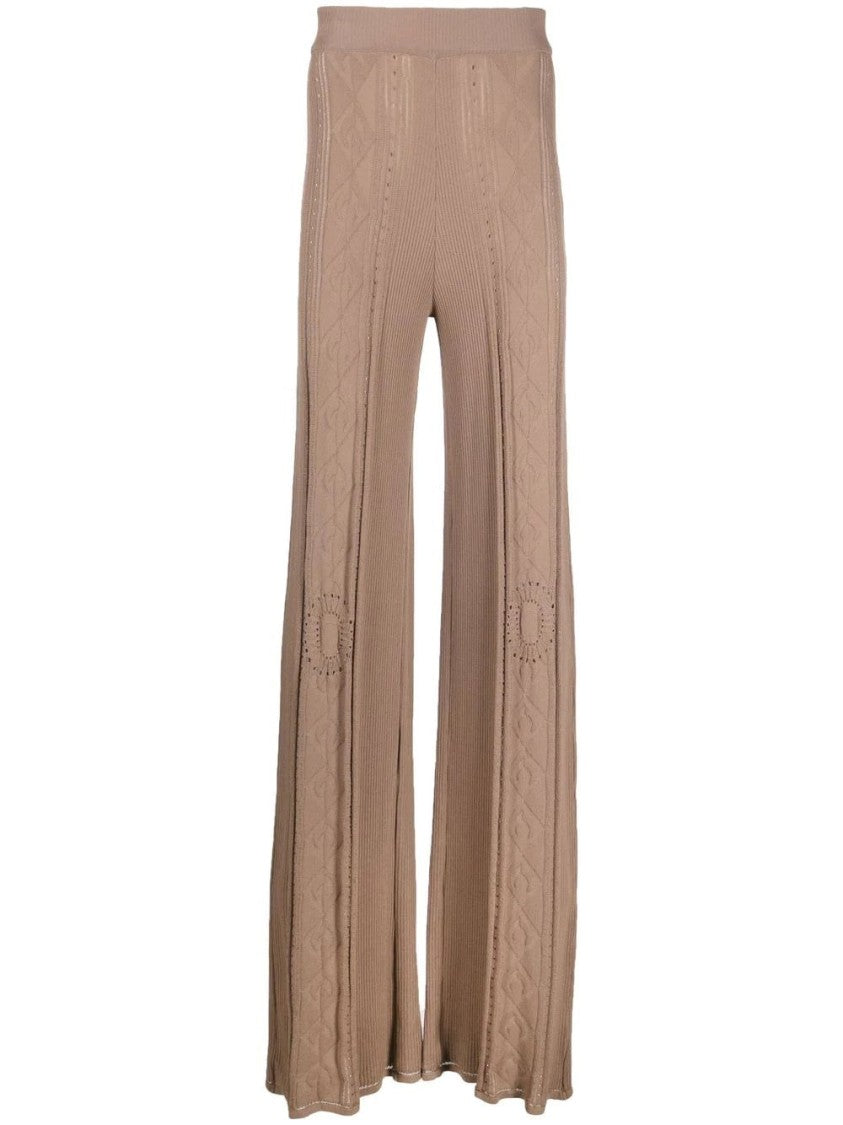 Marine Serre Wide-Leg Textured Distressed Pants
