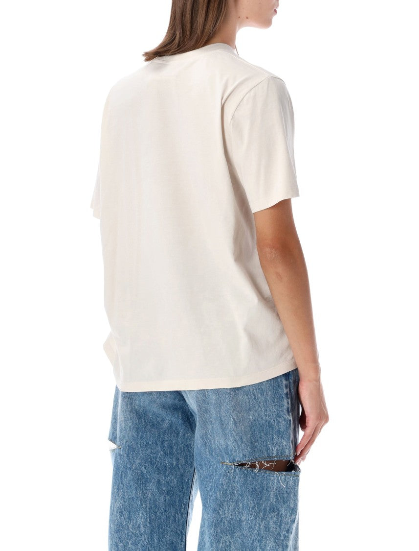Mm6 By Maison Margiela Asymmetrical Draped Front Cotton Jersey T-Shirt With Numeric Label