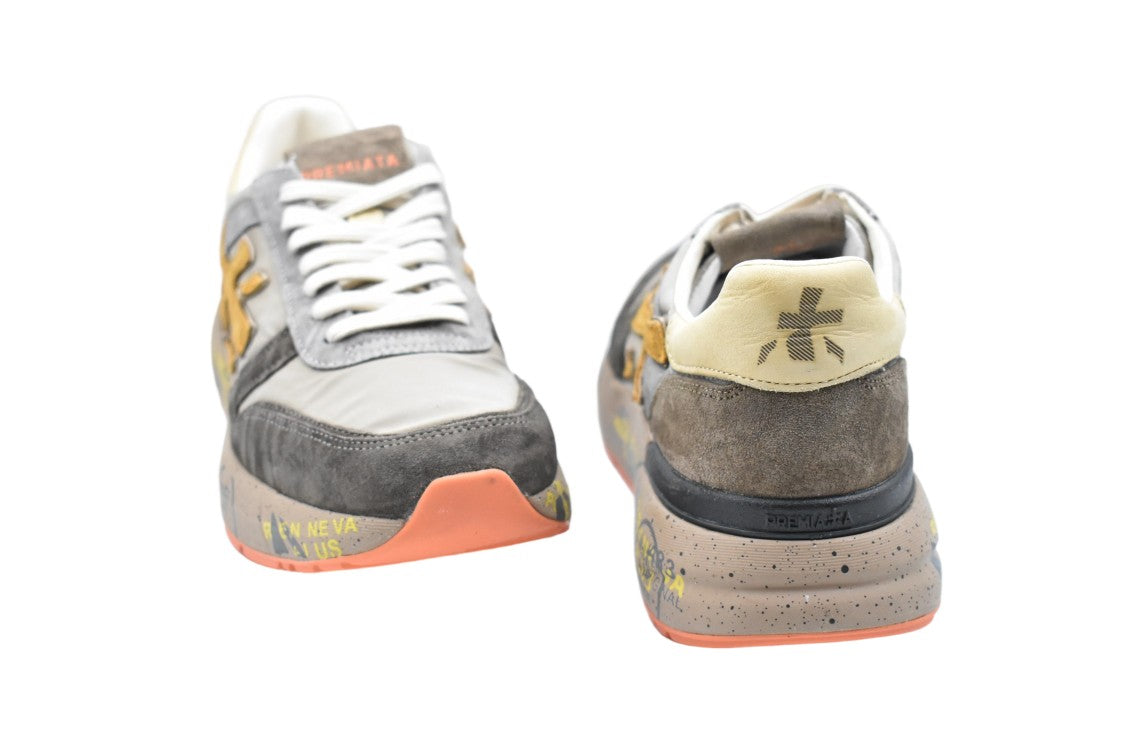 Premiata Low-Top Sneakers With Mustard Logo And Sole