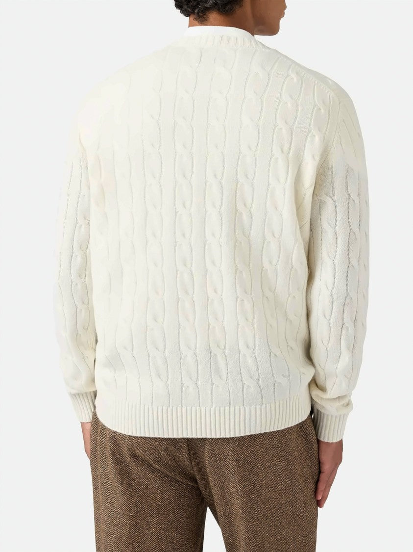 Mc2 Saint Barth White Regent Braid Wool Sweatshirt