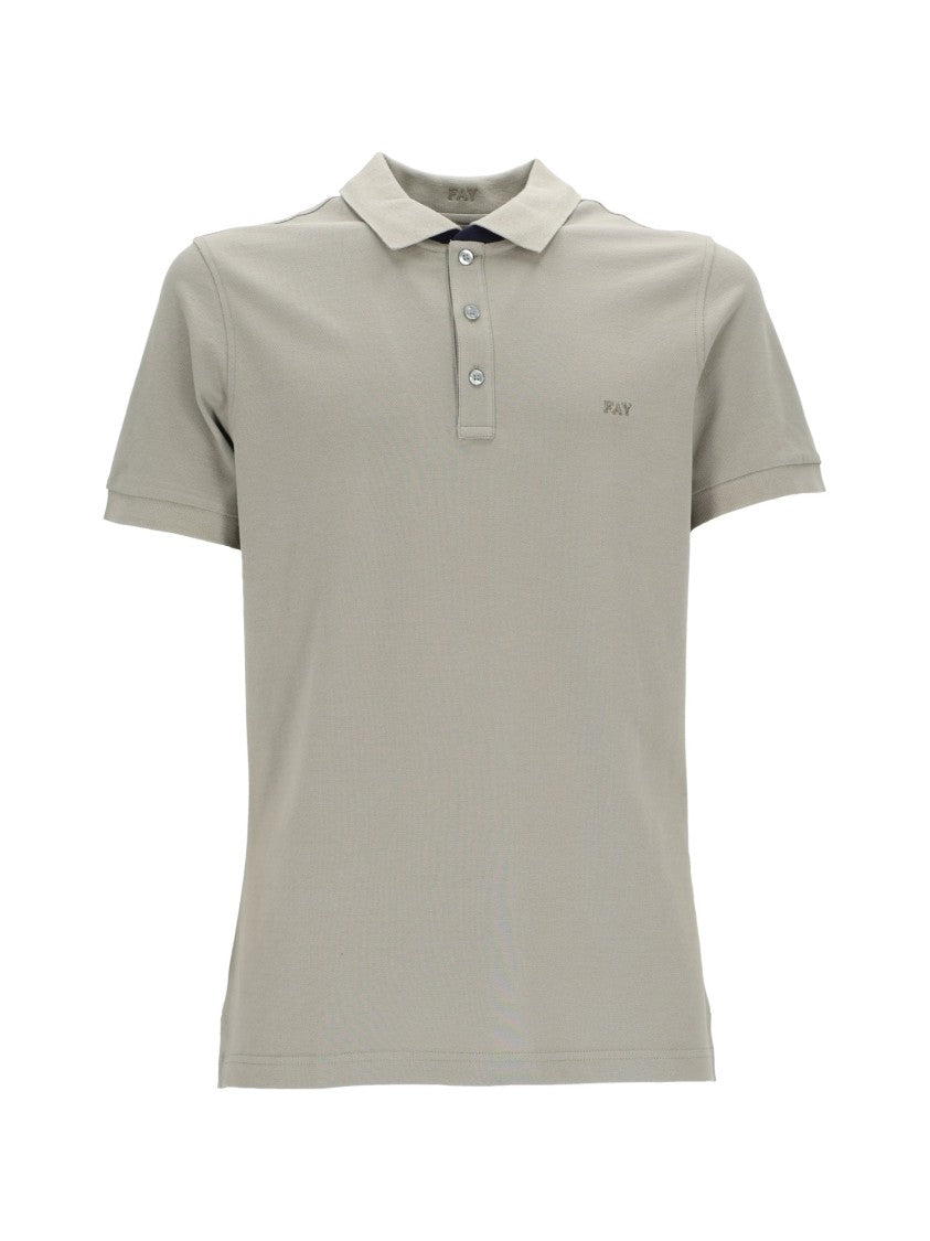 Fay Short Sleeve Piquet Two Tone Polo Shirt