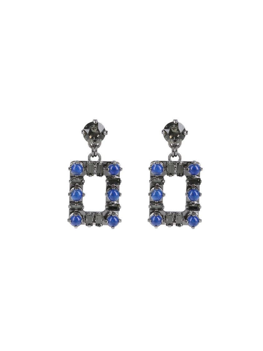 Roger Vivier Grey Geometric Square Gemstone Earrings