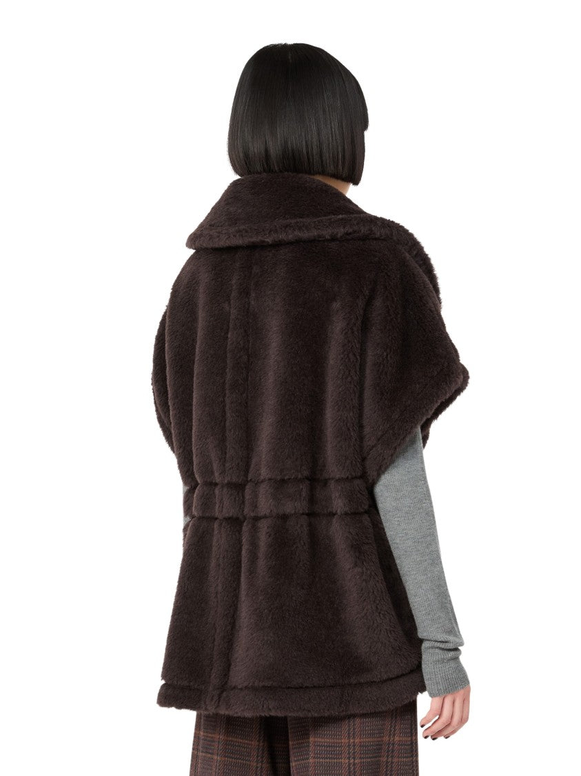 Max Mara Sleeveless Cape With Distinctive Gilet Construction And Leather Belt