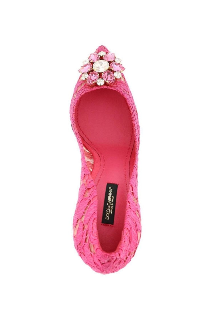 Dolce & Gabbana Fuchsia Woven Viscose-Cotton Blend Pumps