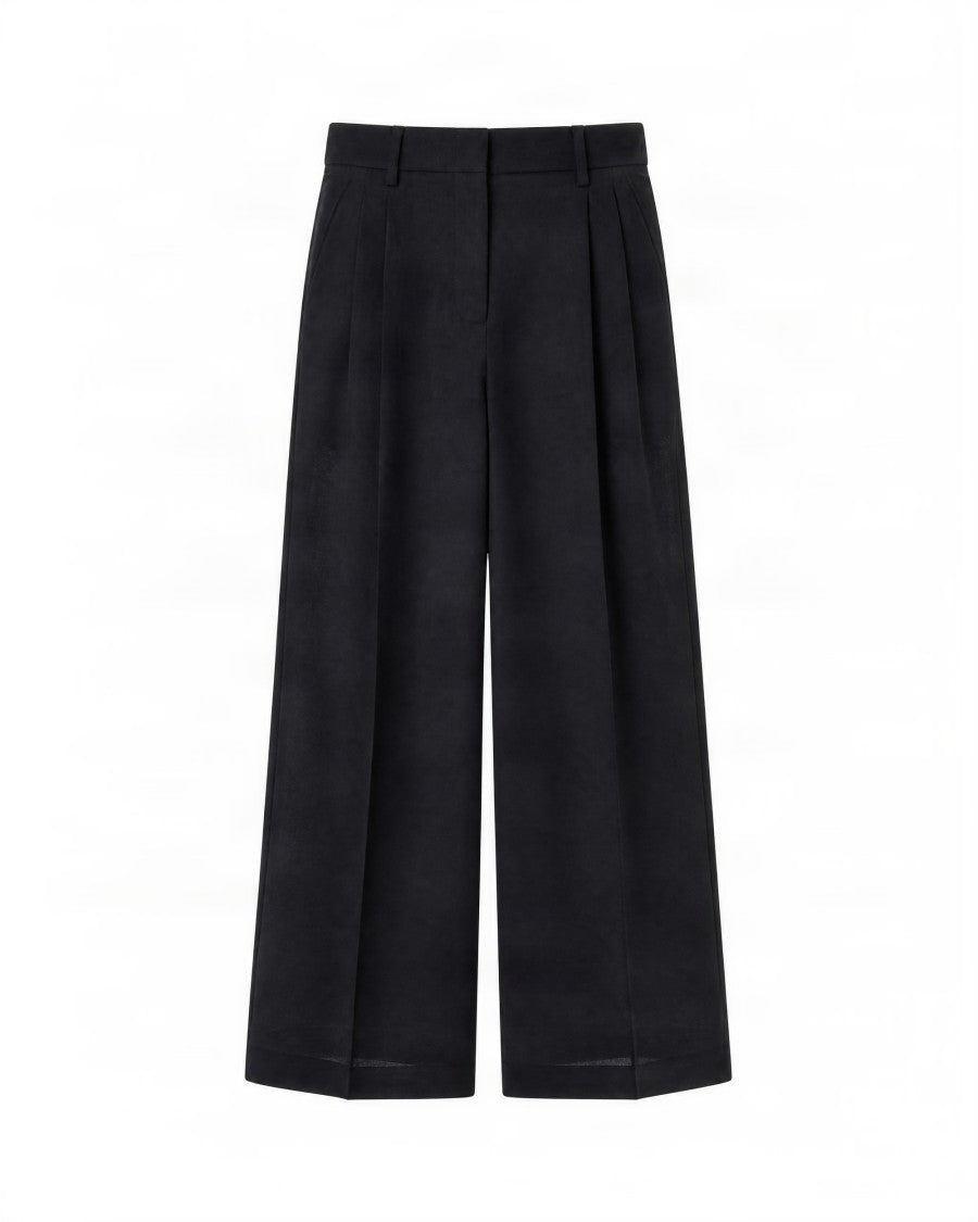 Max Mara High-Waisted Pleated Virgin Wool Wide-Leg Trousers