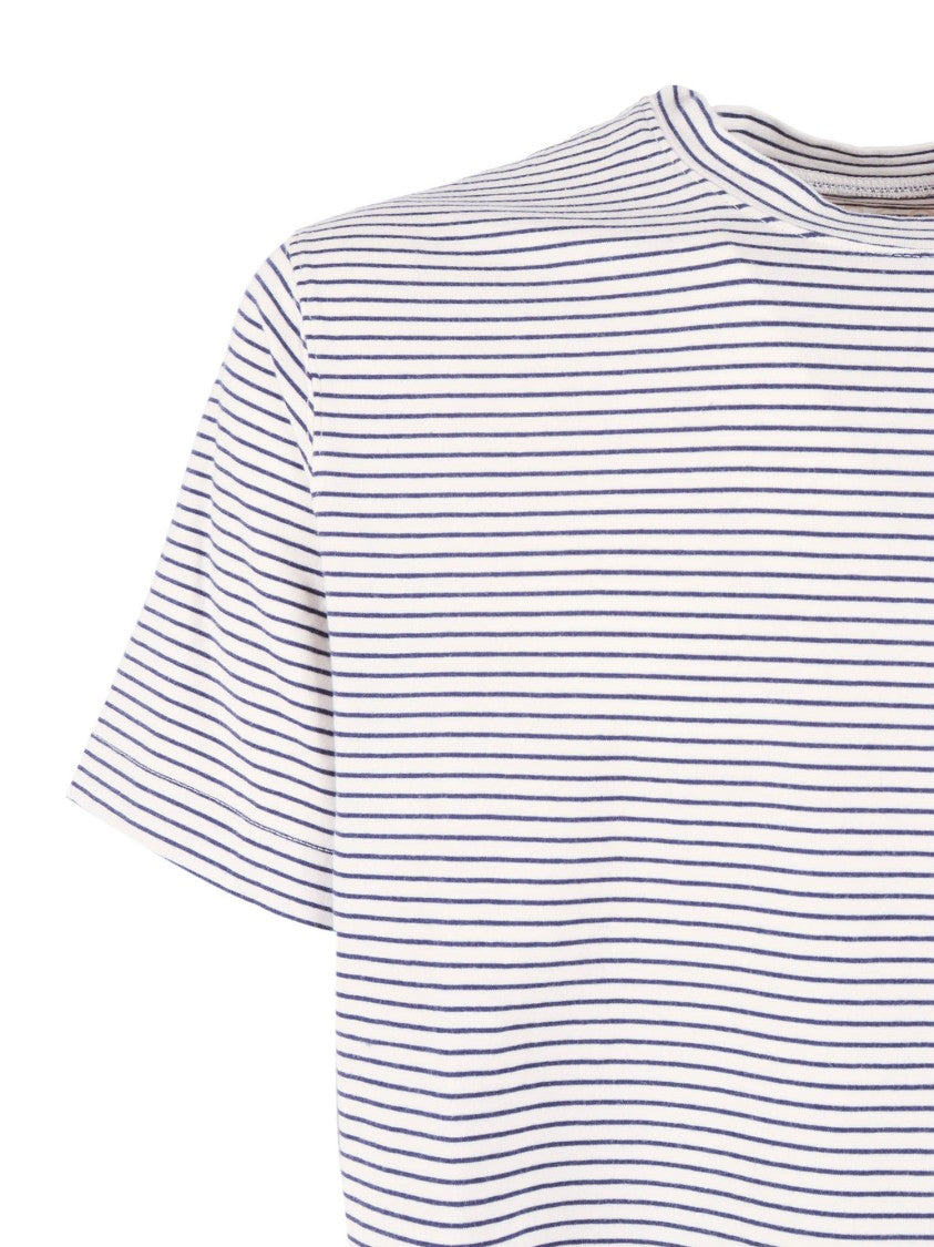 Circolo 1901 White Cotton Stripe T-Shirt