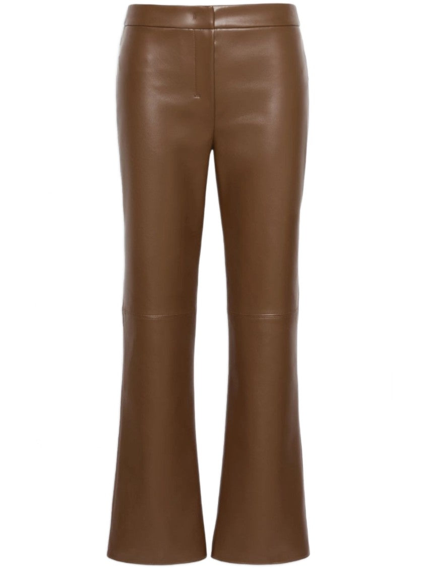 Max Mara Rich Brown Smmsublime Leather Flare Pants