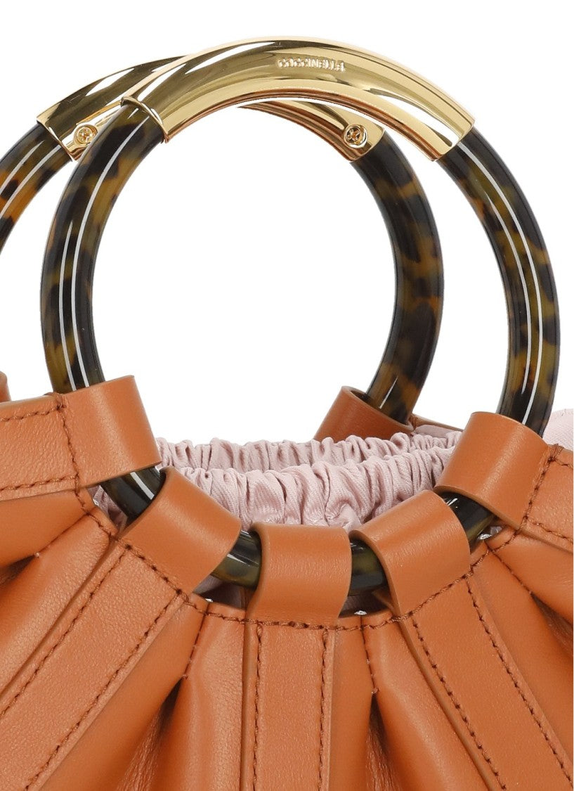 Coccinelle Soft Gathered Leather Medium Shoulder Bag With Two Rigid Handles