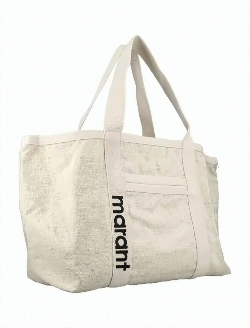Isabel Marant Textured Fabric Tote Bag With Bold Lettering