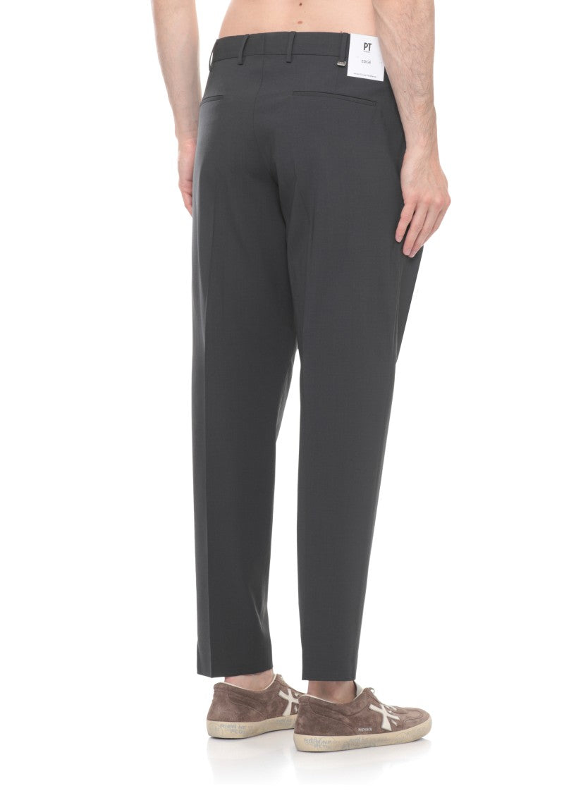 Pt Torino Dark Grey Hook Fastening Pants