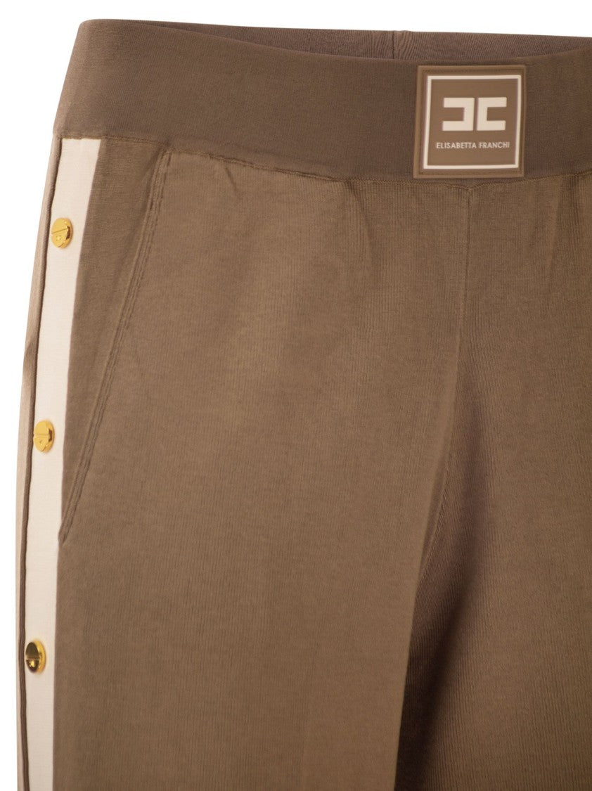 Elisabetta Franchi Knitted Trousers With Shiny Viscose Stripes