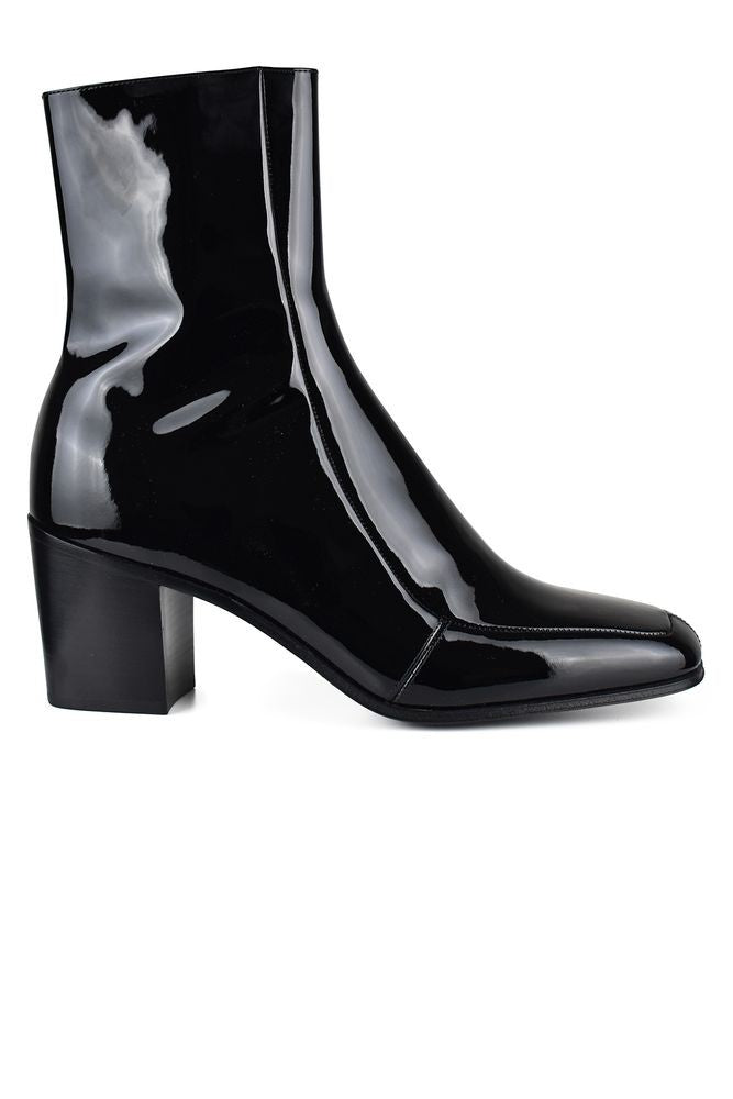 Saint Laurent Black Patent Leather Ankle Boots