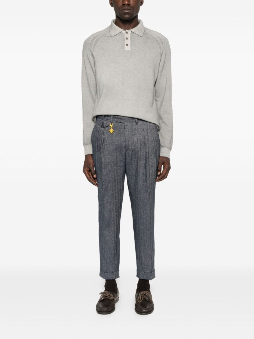 Daniele Fiesoli Classic Grey Sweater With Polo Collar