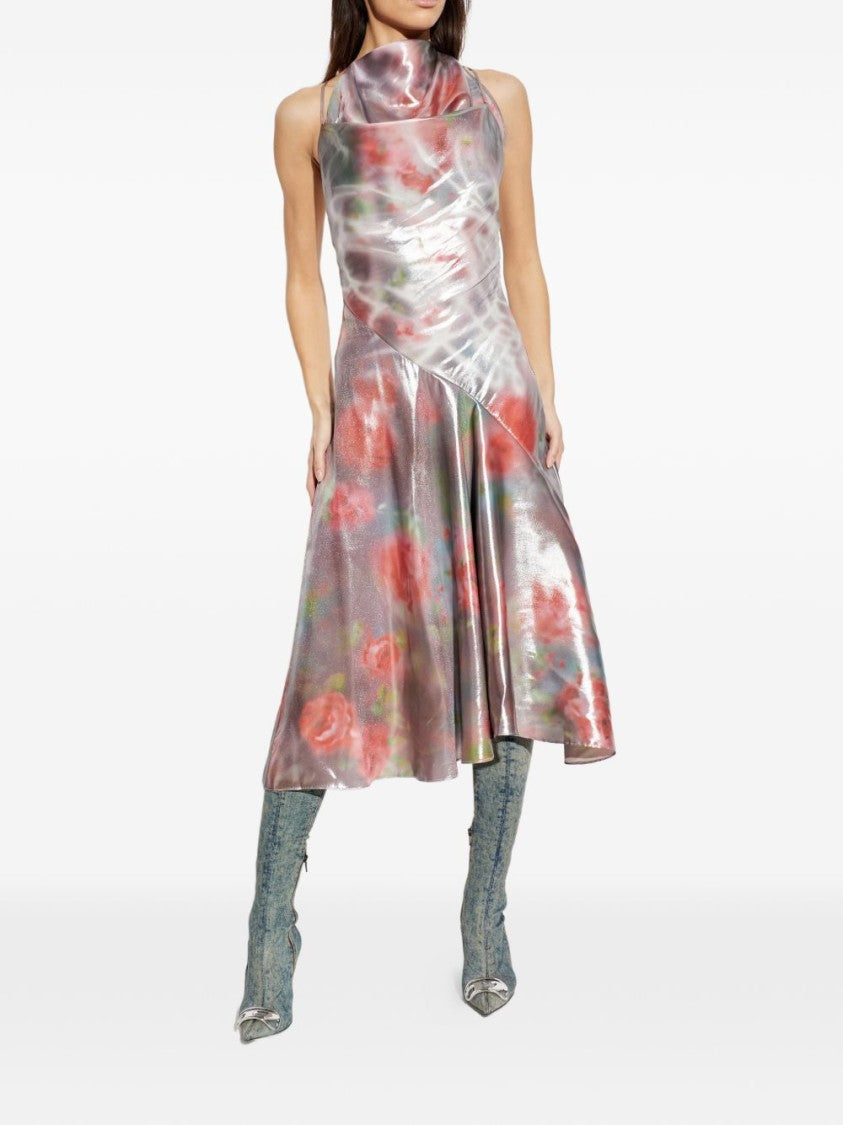 Diesel Pink Floral Print Midi Dress