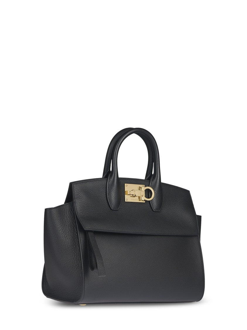 Ferragamo Structured Leather Bag With Front Flap