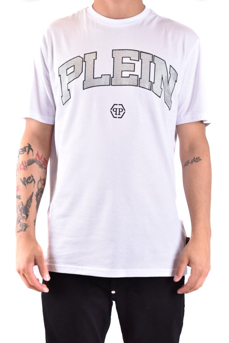 Philipp Plein Graphic Print Cotton T-Shirt Crew Neckline