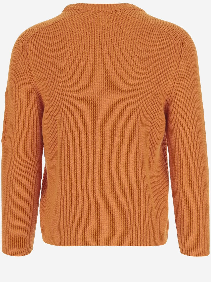 C.P. Company Contemporary Cotton Blend Sweatshirt With Ribbed Knitting And Logo Detail