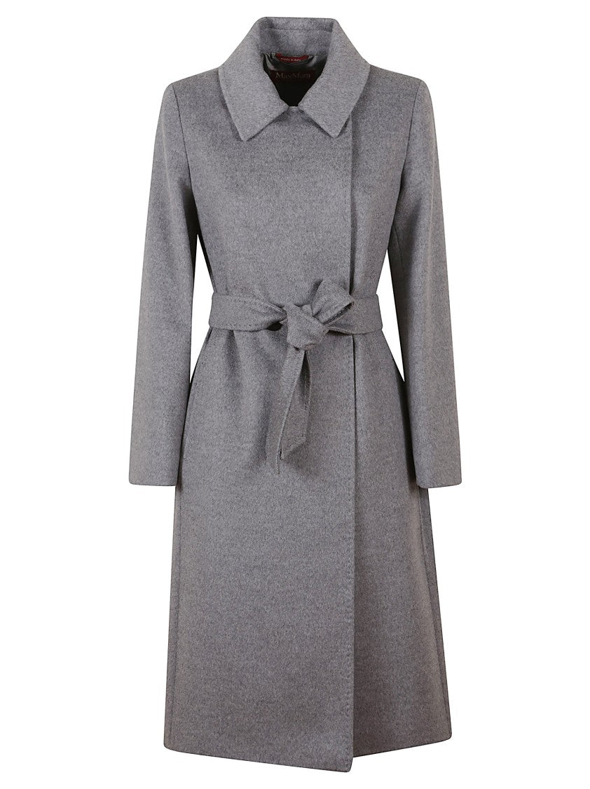 Max Mara Long Wool Coat With Belted Waist