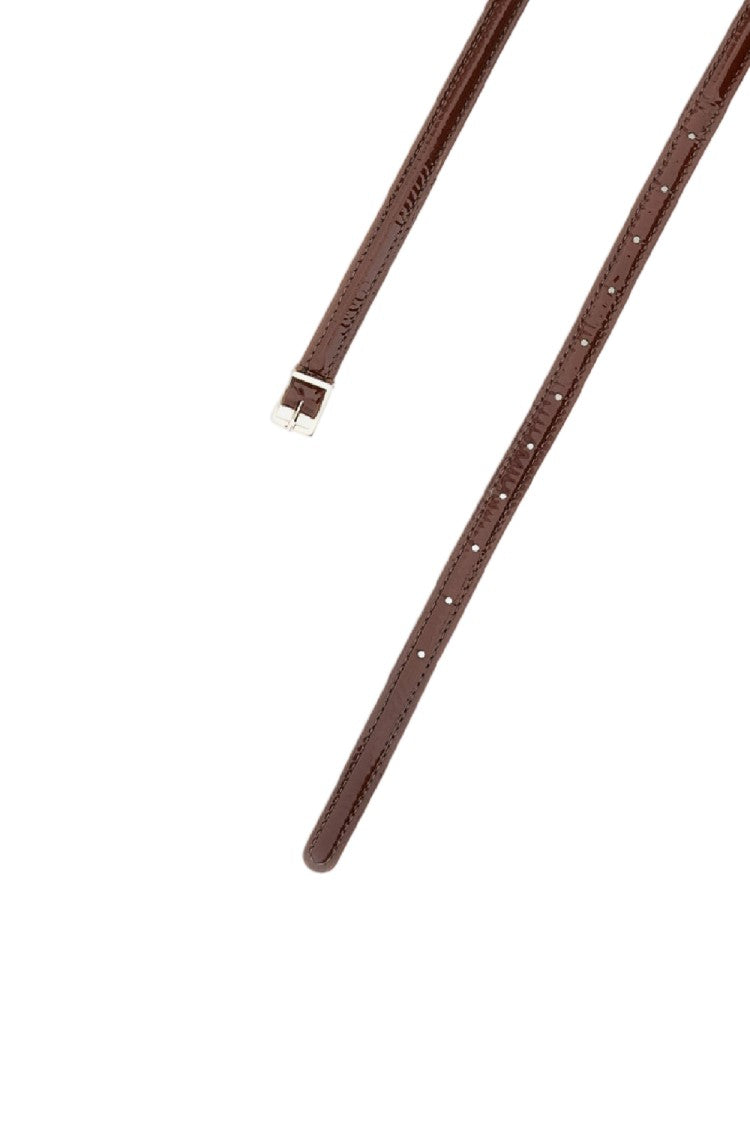 Plan C Brown Bow Detail Patent Leather Belt