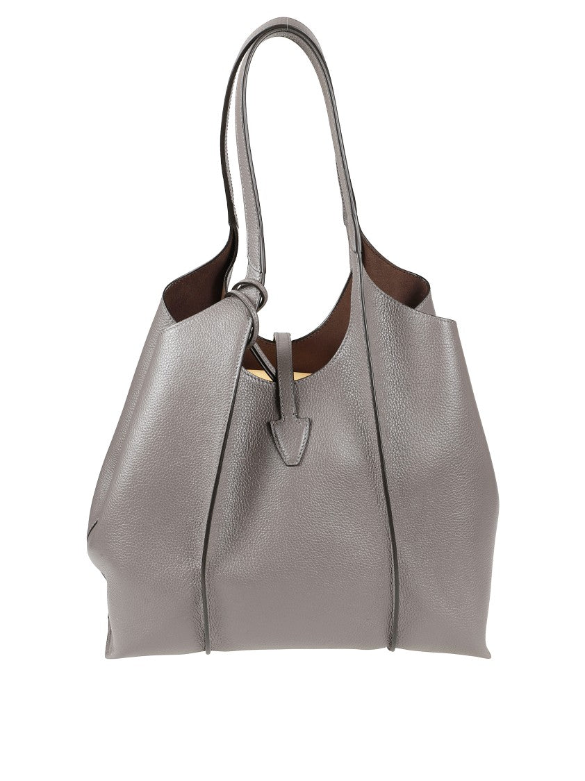 Tod's Textured Leather Tote Bag With Metallic Buckle Closure