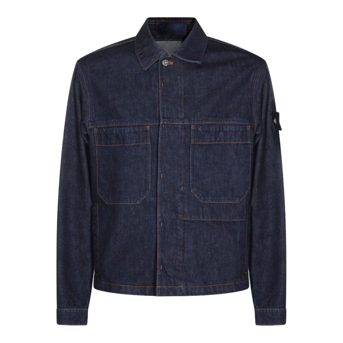 Stone Island Structured Black Jacket With High Collar And Zipper Closure