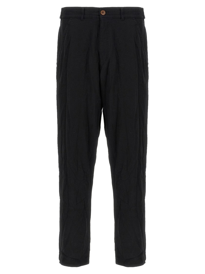 Comme Des Garçons Crumpled Fabric Trousers With Zip