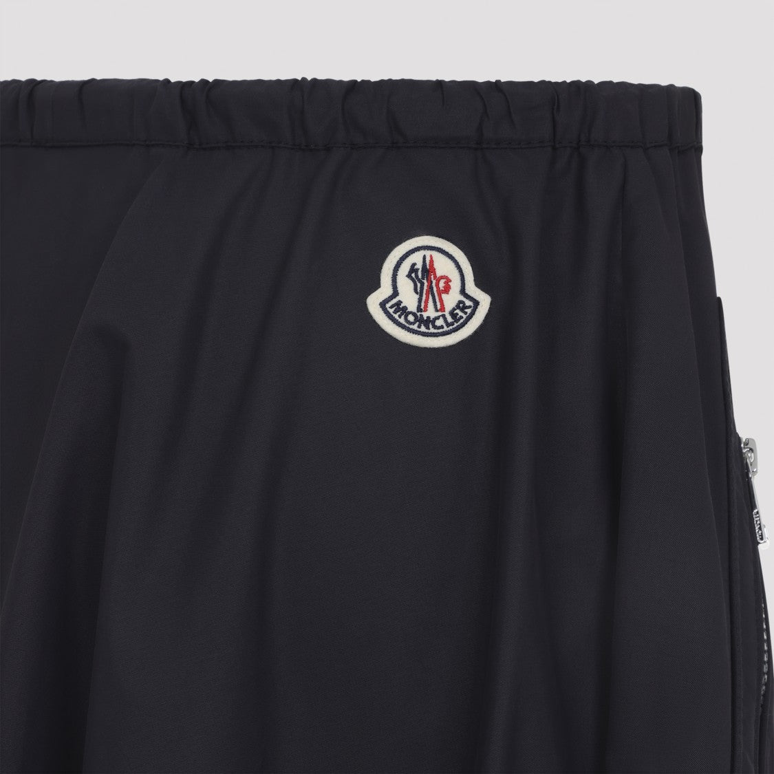 Moncler A-Line Navy Cotton Blend Midi Skirt