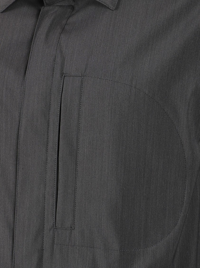 Herno Button-Up Grey Coat With Subtle Texture