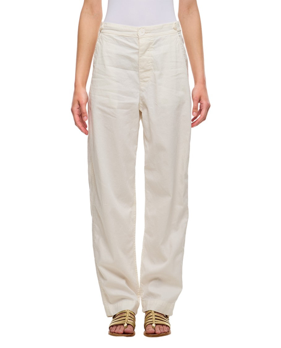 Casey & Casey Relaxed Cotton And Linen Pants With Corozo Button Details