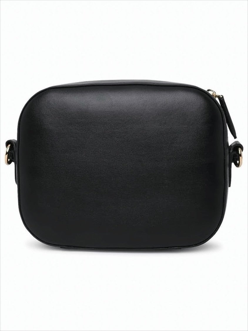 Stella Mccartney Rectangular Black Crossbody Bag With Perforated Logo And Adjustable Strap