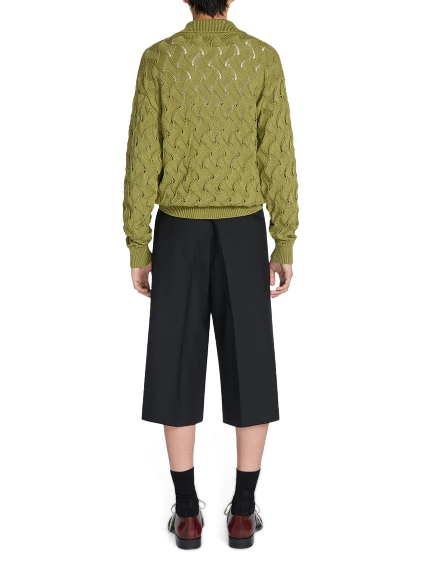 Dries Van Noten High-Waisted Black Shorts With Tailored Pleats And Belt
