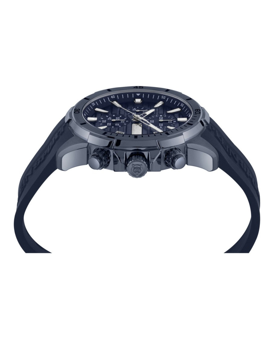 Plein Sport Impact Chronograph Watch With Blue Enamel Dial And Silicone Strap