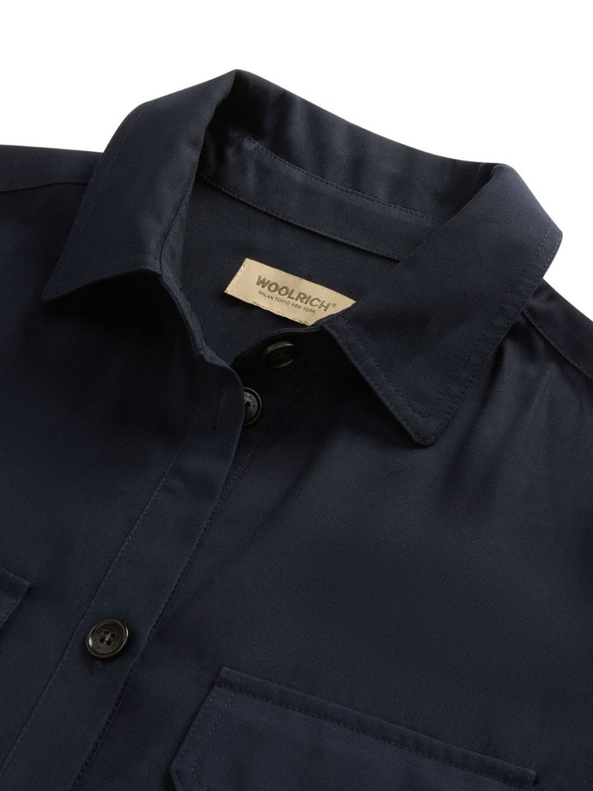 Woolrich Shirt-Style Midi Dress With Belted Waist And Flowing Skirt