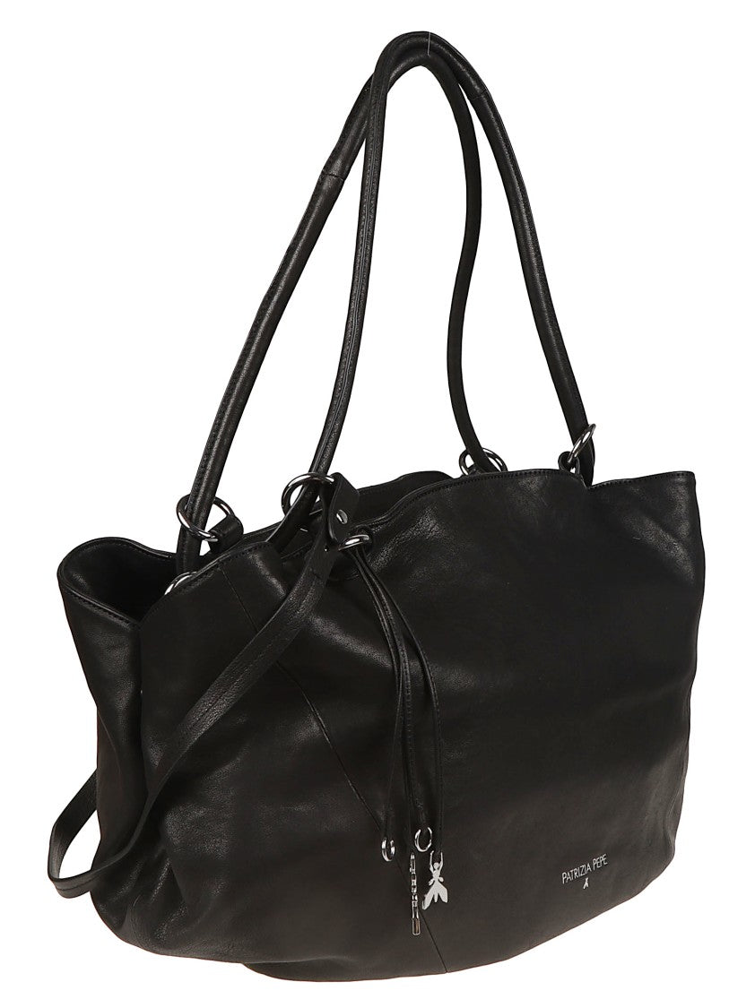 Patrizia Pepe Calf Leather Adjustable Strap Charm Tote Bag