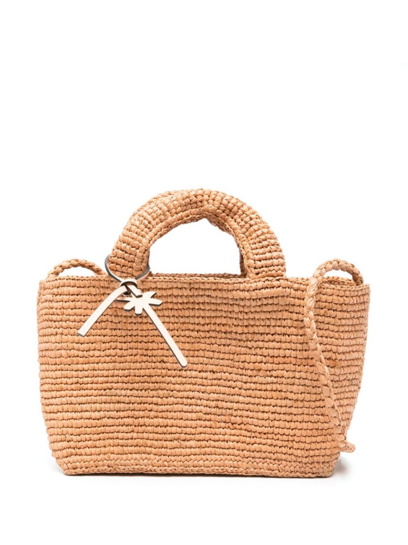 Manebi Textured Woven Orange Handbag