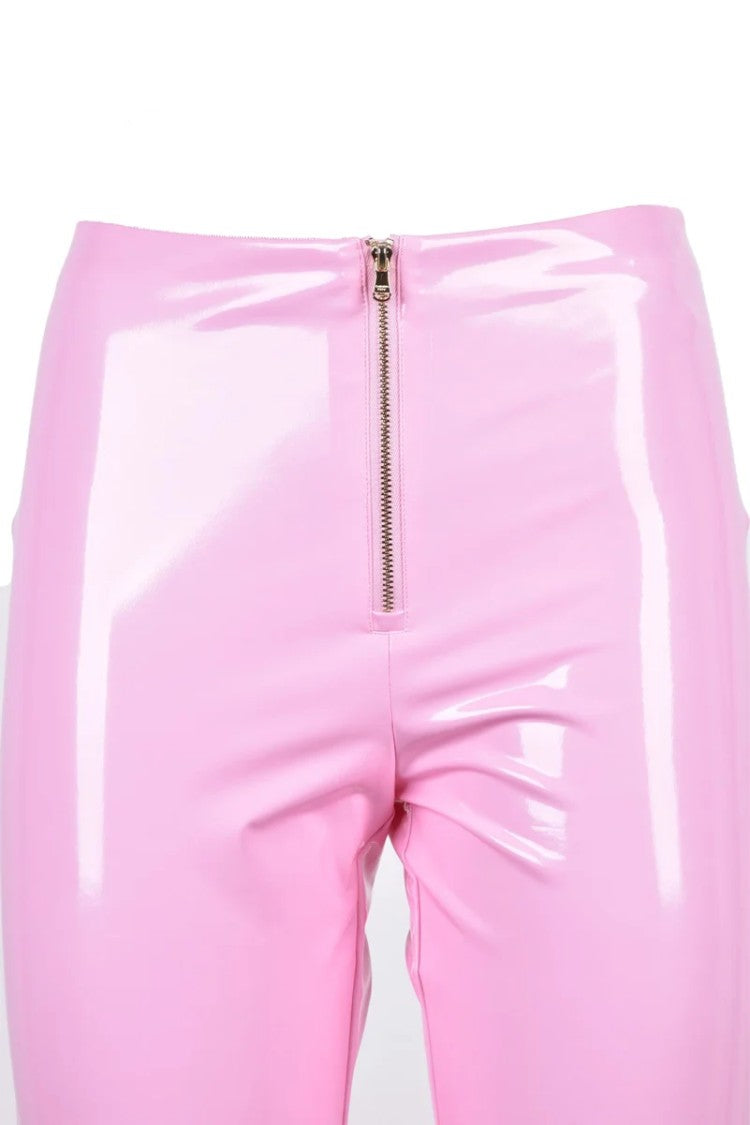 Patrizia Pepe Polyurethane Pants - Pink