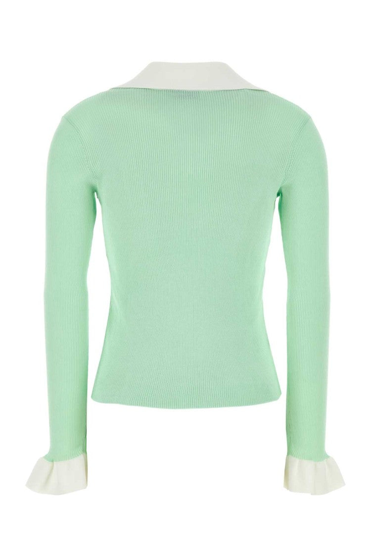 Self-Portrait Green Viscose Blend Cardigan