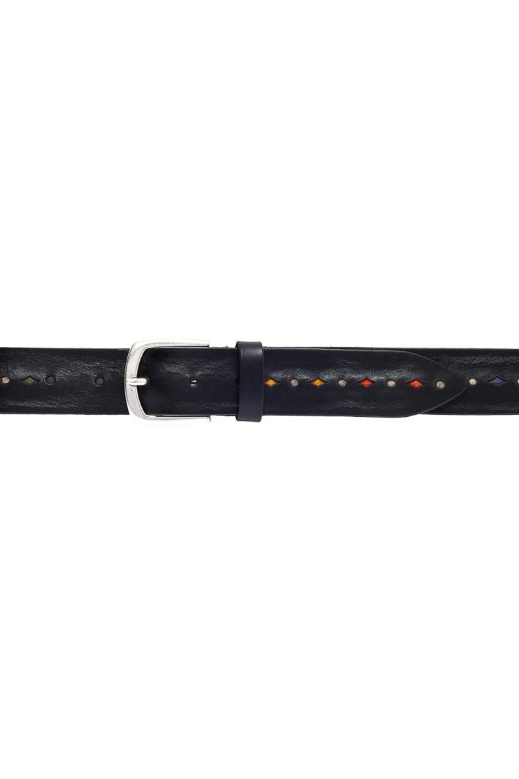 Orciani Leather Belt With Fabric Details