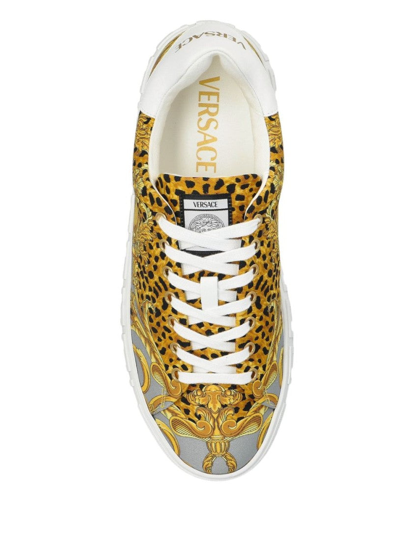 Versace Gold-Tone Animal Baroque Platform Sneakers
